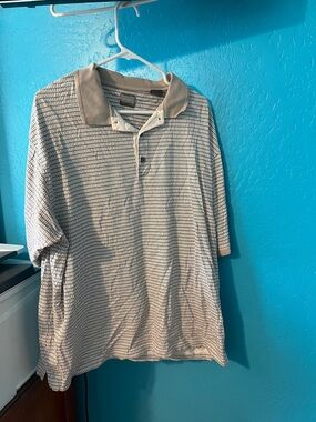 Haggar Beige and Black Patterned Polo Shirt